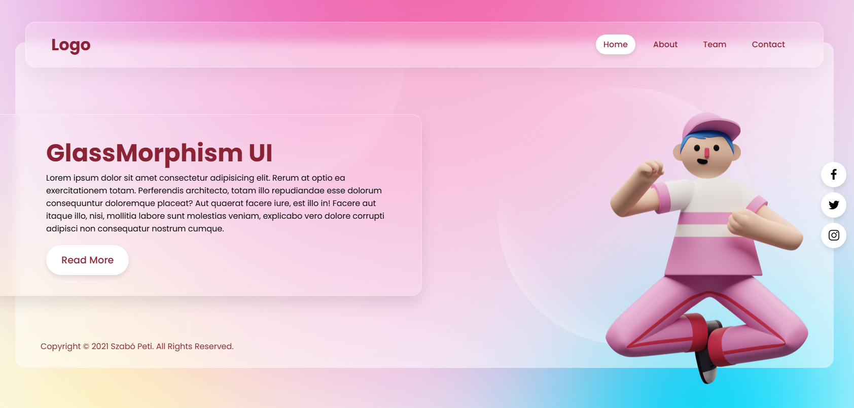 pink glassm landing page image